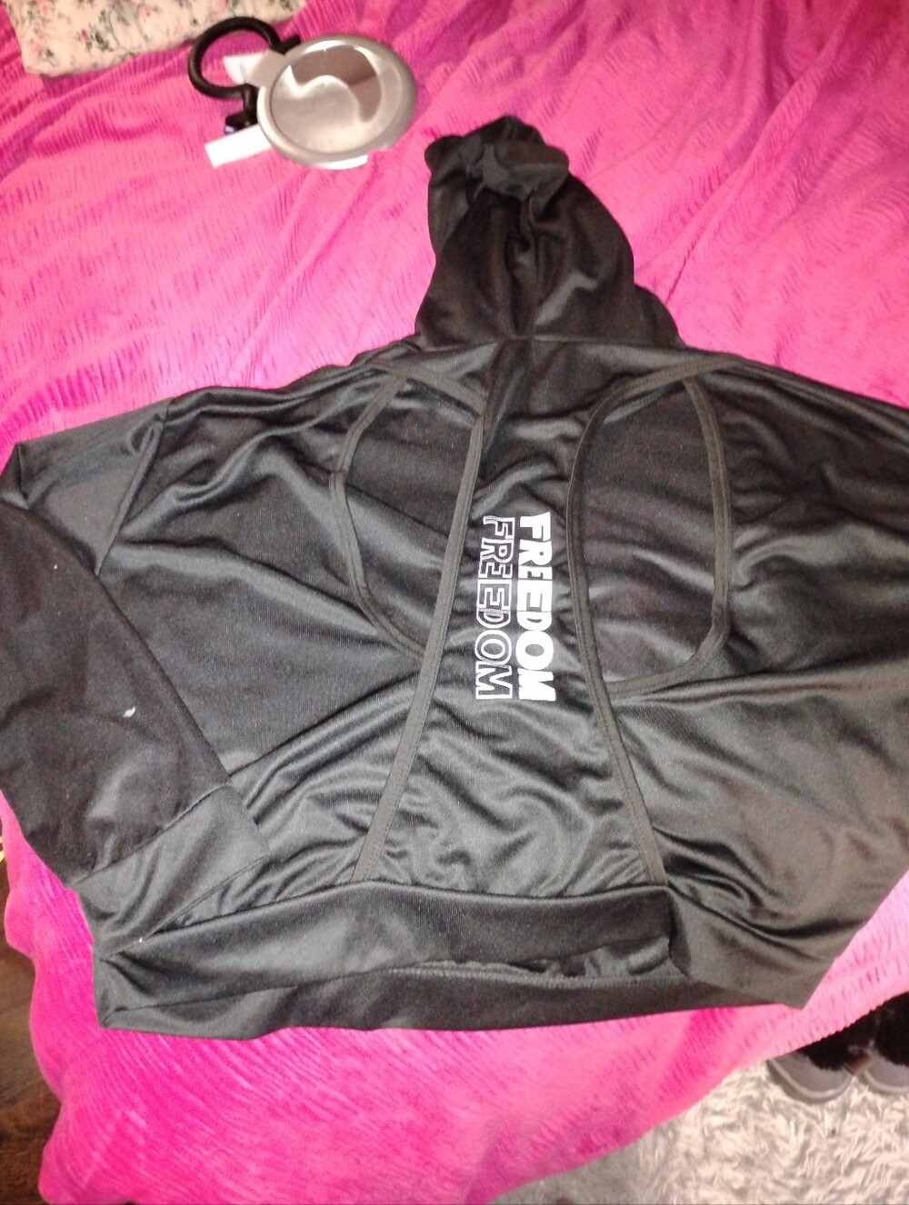 Black Open Back Lightweight Hooded Short
